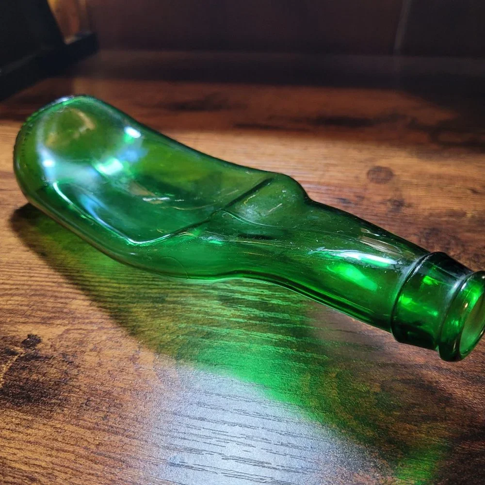 Green Blown Glass Spoon Rest Handmade